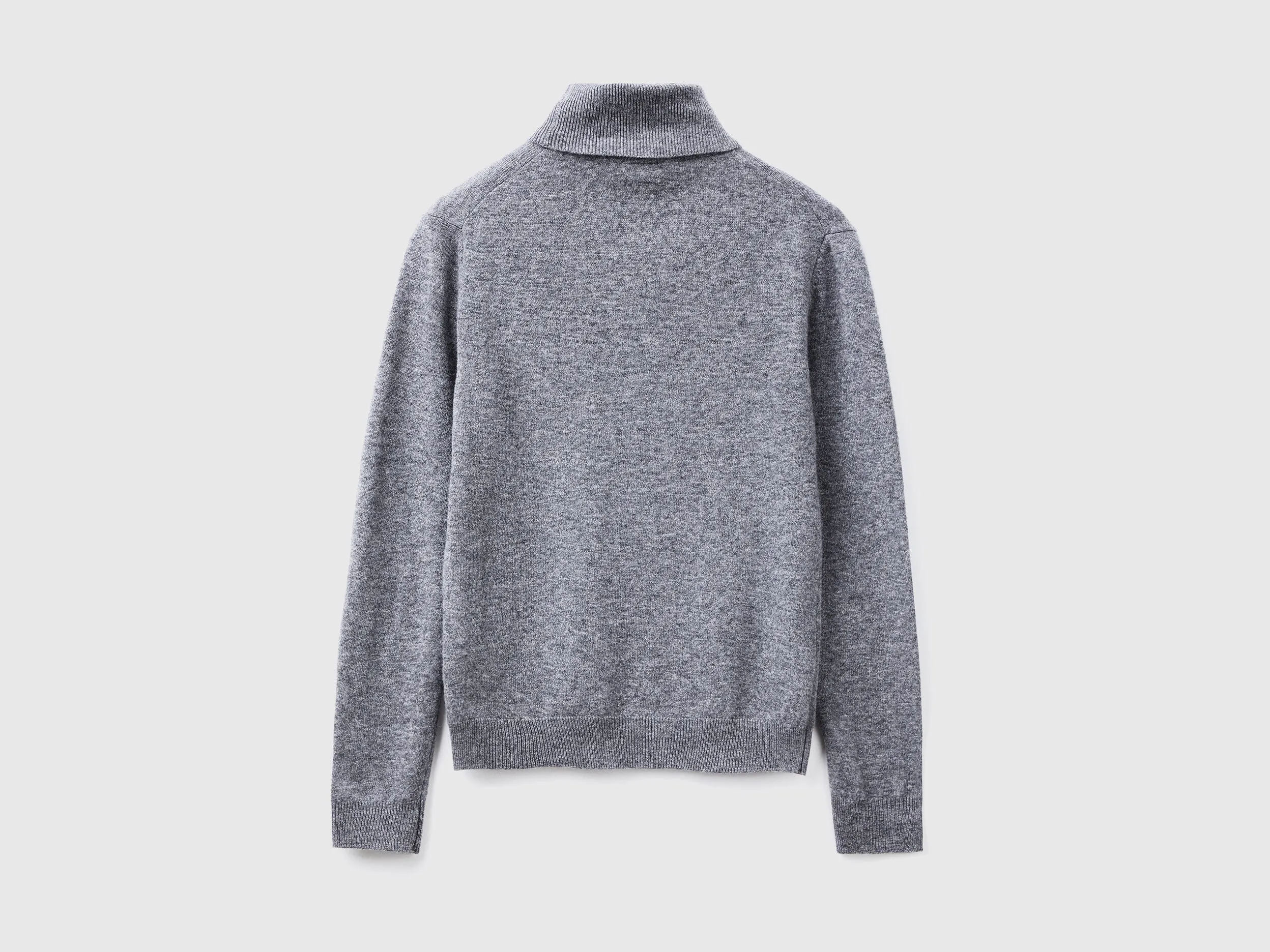 Gray turtleneck in pure Merino wool - Dark Gray | Benetton