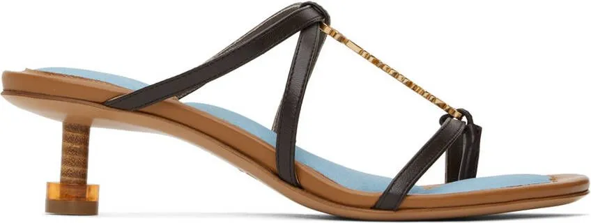 Jacquemus Brown & Blue Le Raphia 'Les Sandales Basses Pralu' Heeled Sandals