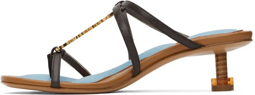 Jacquemus Brown & Blue Le Raphia 'Les Sandales Basses Pralu' Heeled Sandals