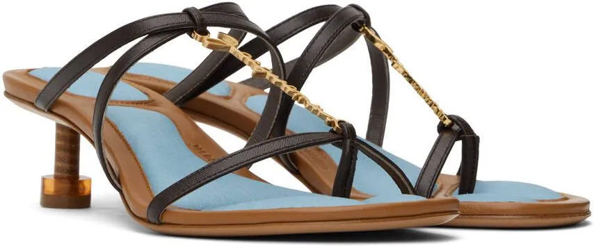 Jacquemus Brown & Blue Le Raphia 'Les Sandales Basses Pralu' Heeled Sandals