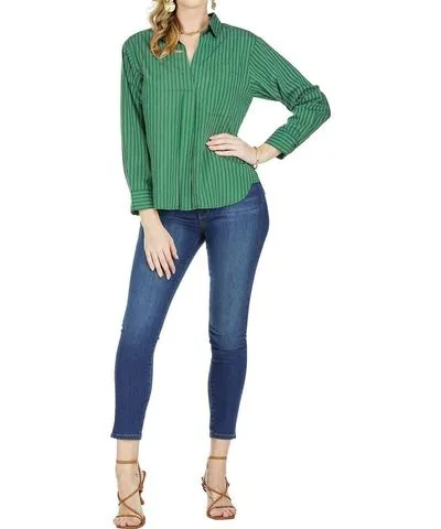 Jade Stripe Blouse In Hunter