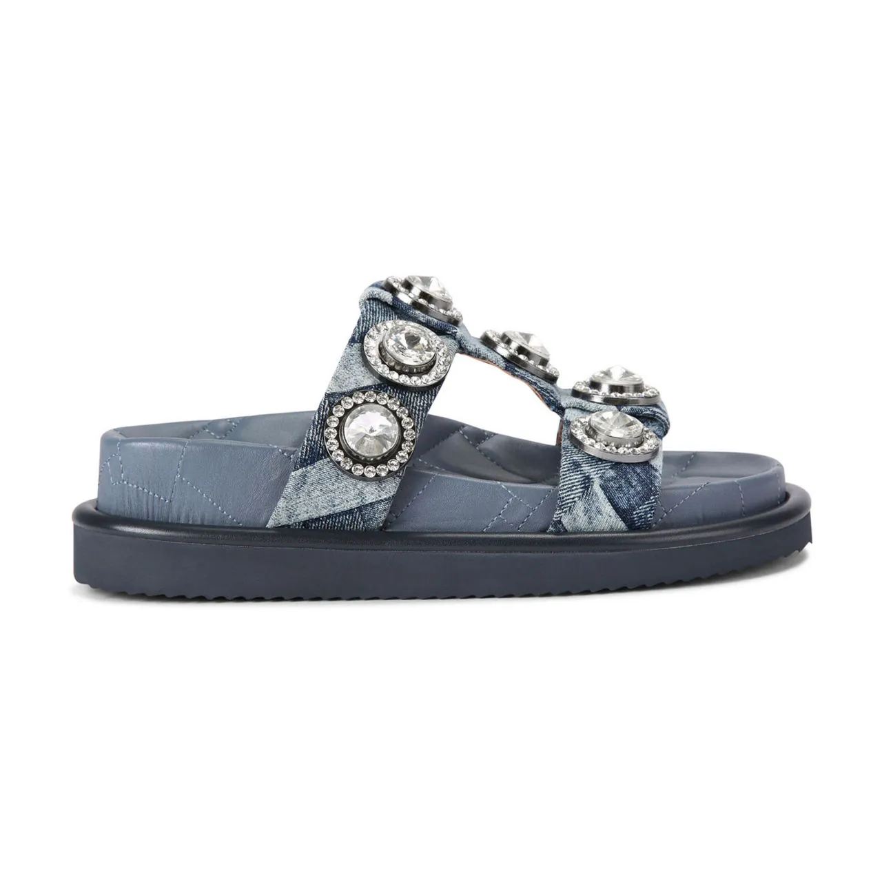 KURT GEIGER LONDON Orson Crystal Flat Sandals - Blue