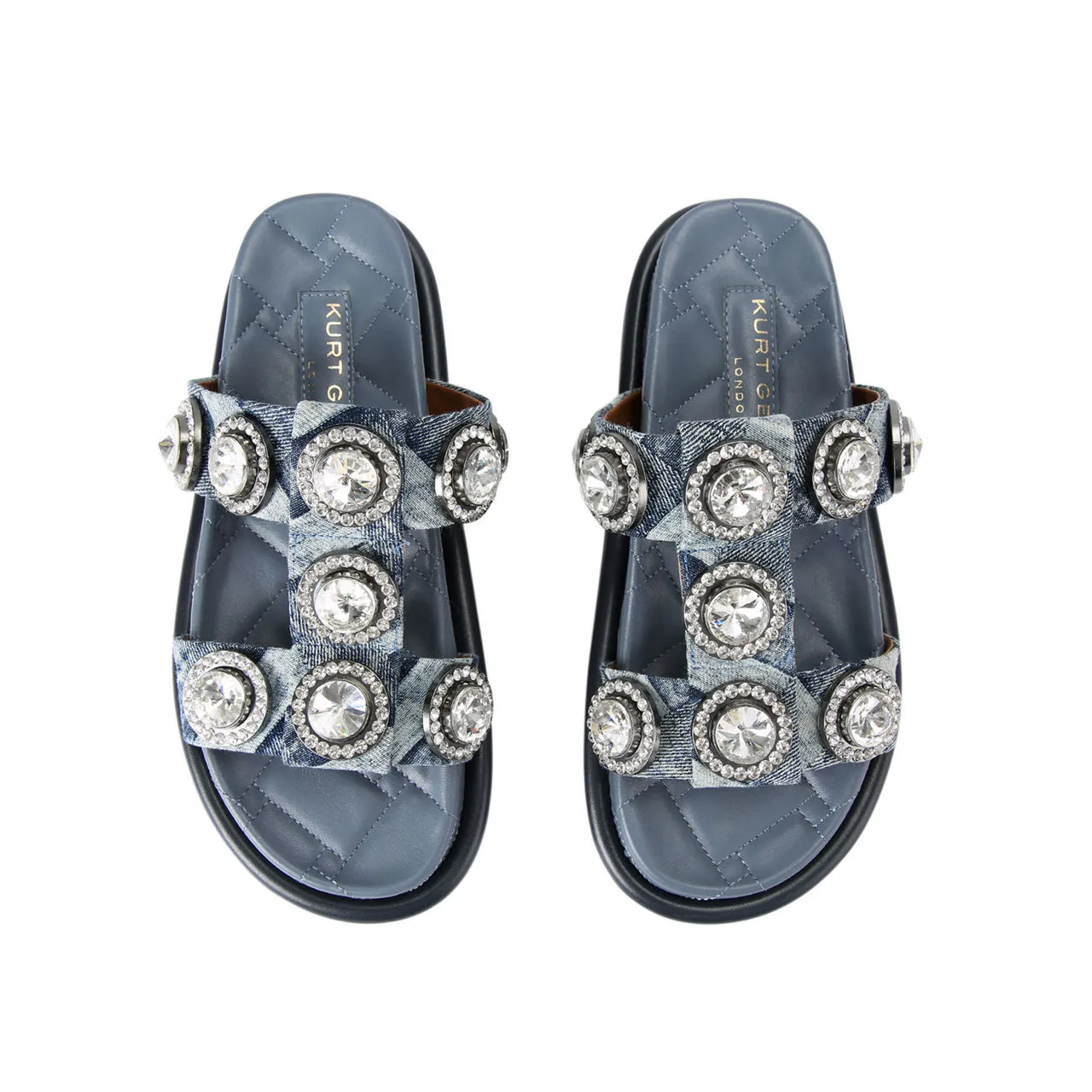 KURT GEIGER LONDON Orson Crystal Flat Sandals - Blue