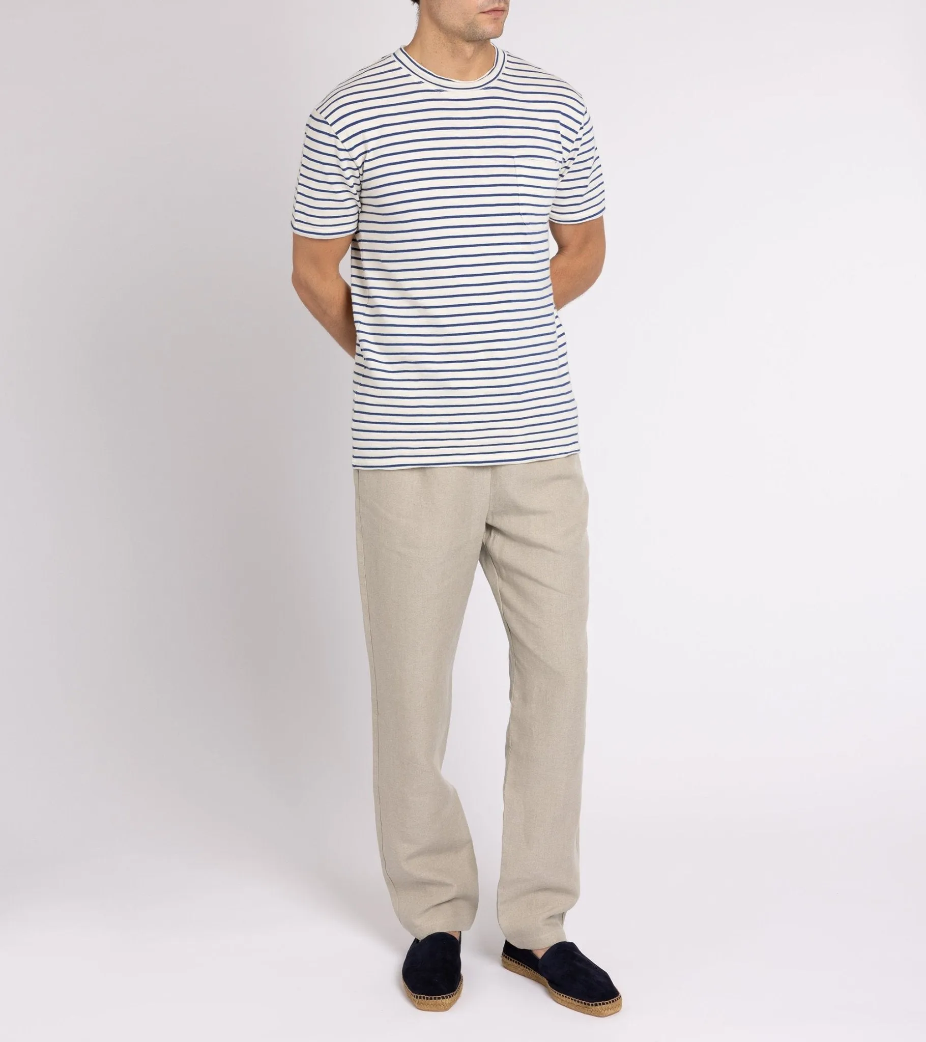 La Paz Guerreiro Cotton Mix Stripe T-Shirt: Blue