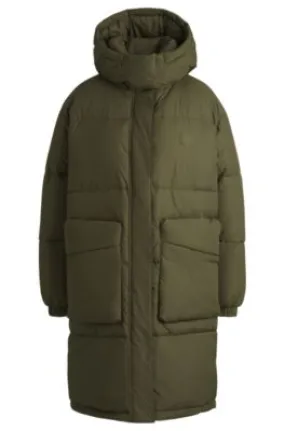 Long padded coat with detachable hood