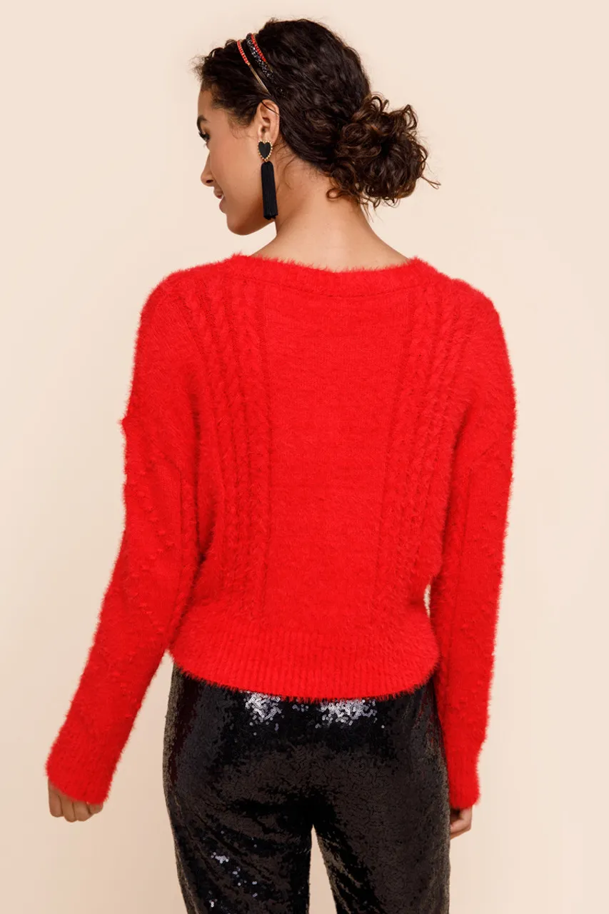 Lorianne Textured Fuzzy Sweater