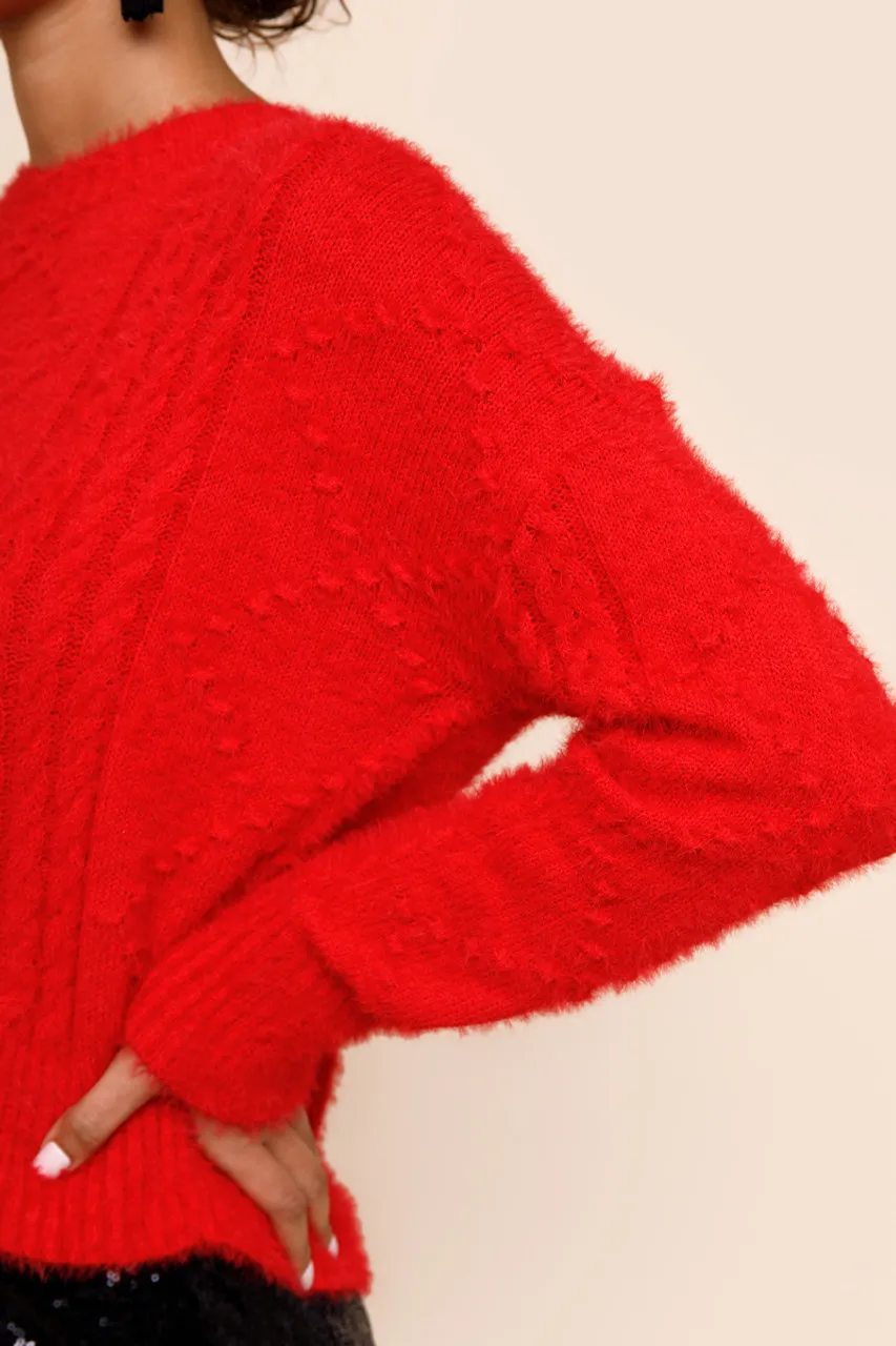 Lorianne Textured Fuzzy Sweater