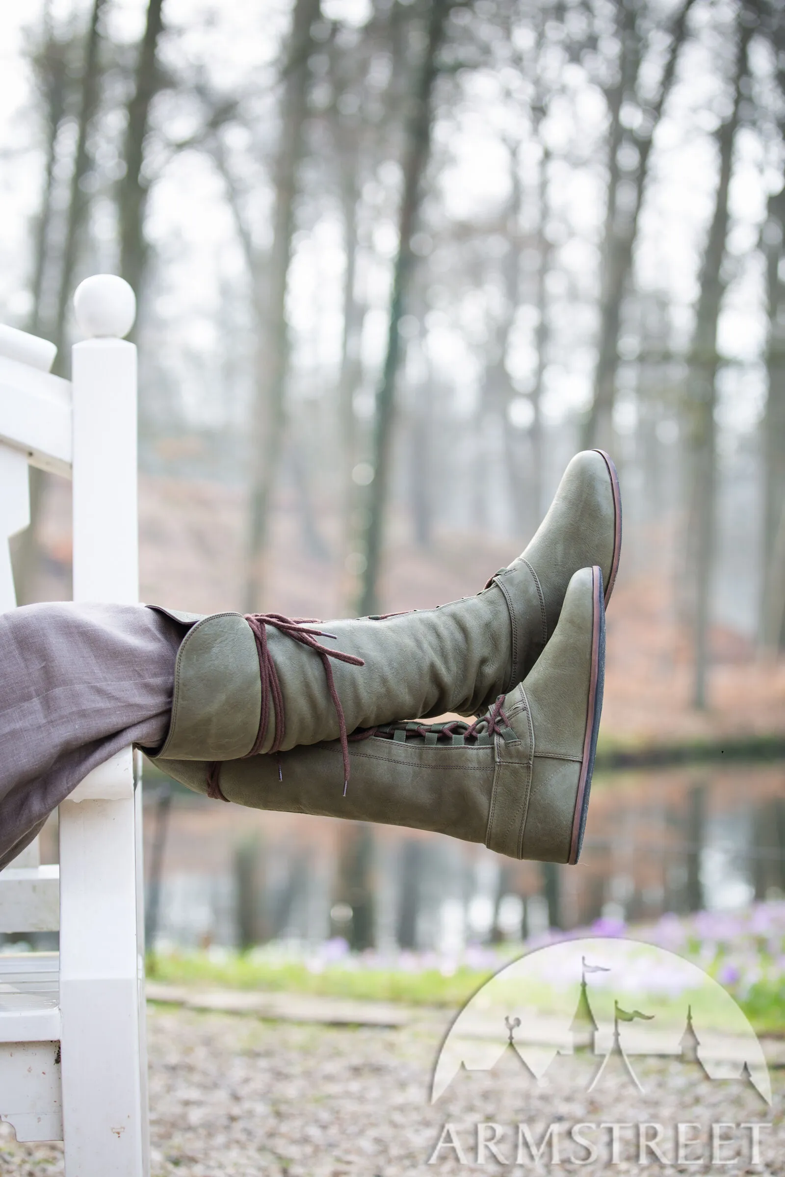 Matted Leather Boots “Forest”