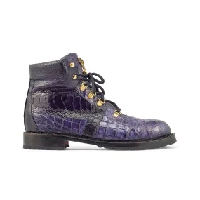 Mauri 4986 Tracker Men's Shoes Purple Exotic Alligator / Ostrich Leg Boots (MA5380)