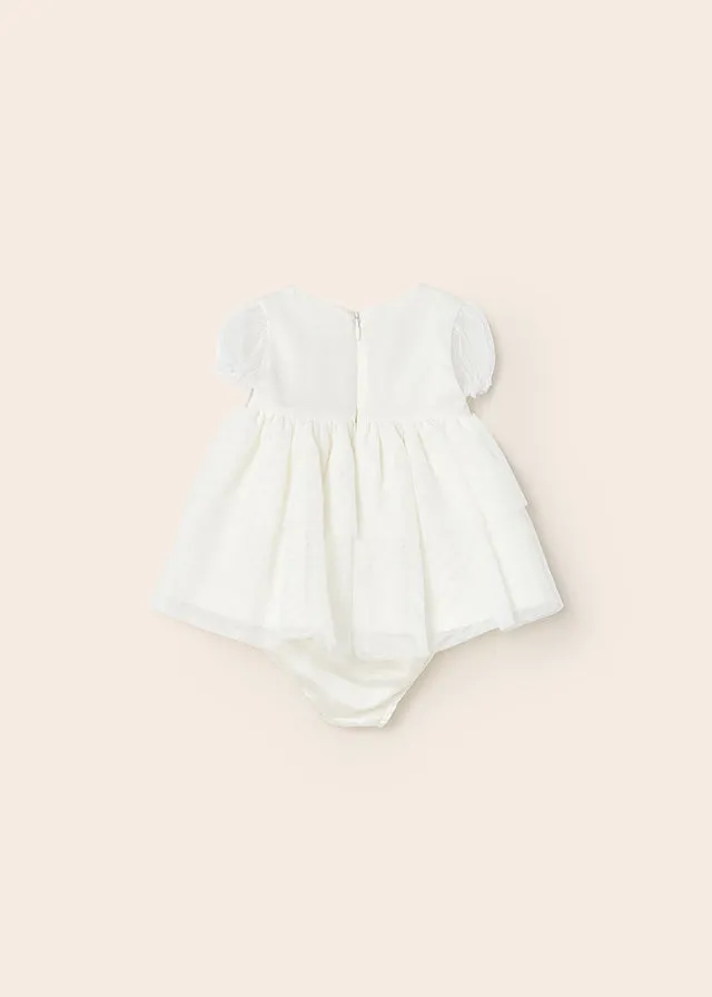 Mayoral Tulle dress for newborn girl - Natural