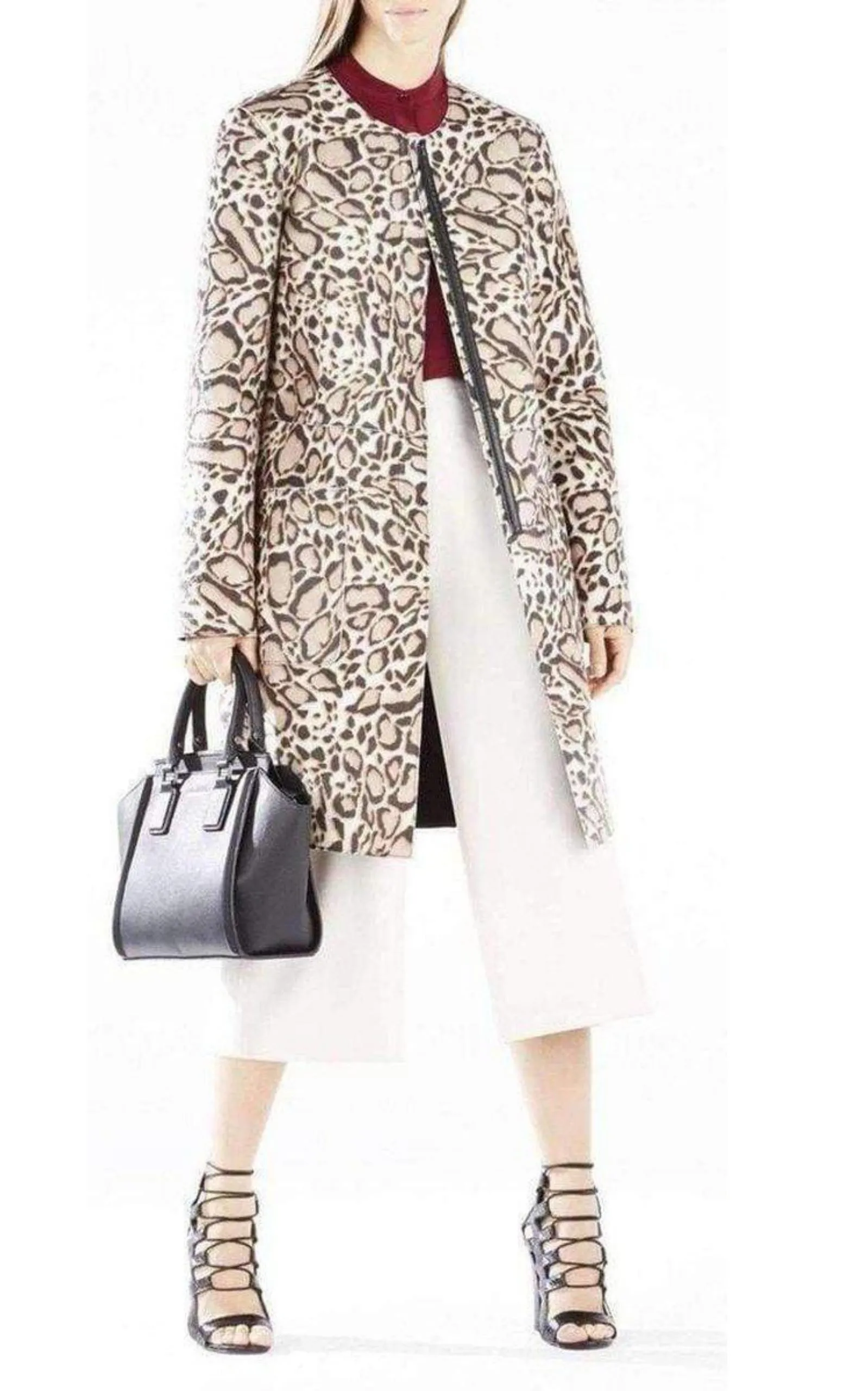 Mickie Ocelot Print Faux-Fur Coat