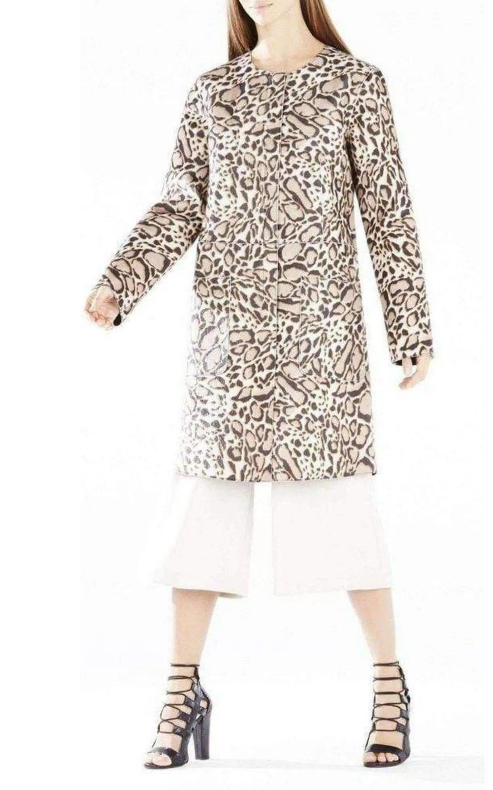 Mickie Ocelot Print Faux-Fur Coat