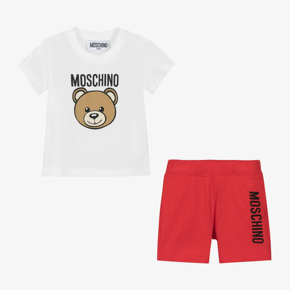 Moschino T-Shirt&Shorts Logo Red-White