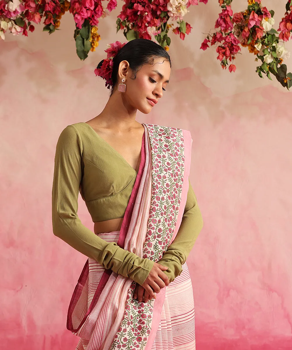 Nargis Blouse -Handloom Green Crepe Georgette Blouse