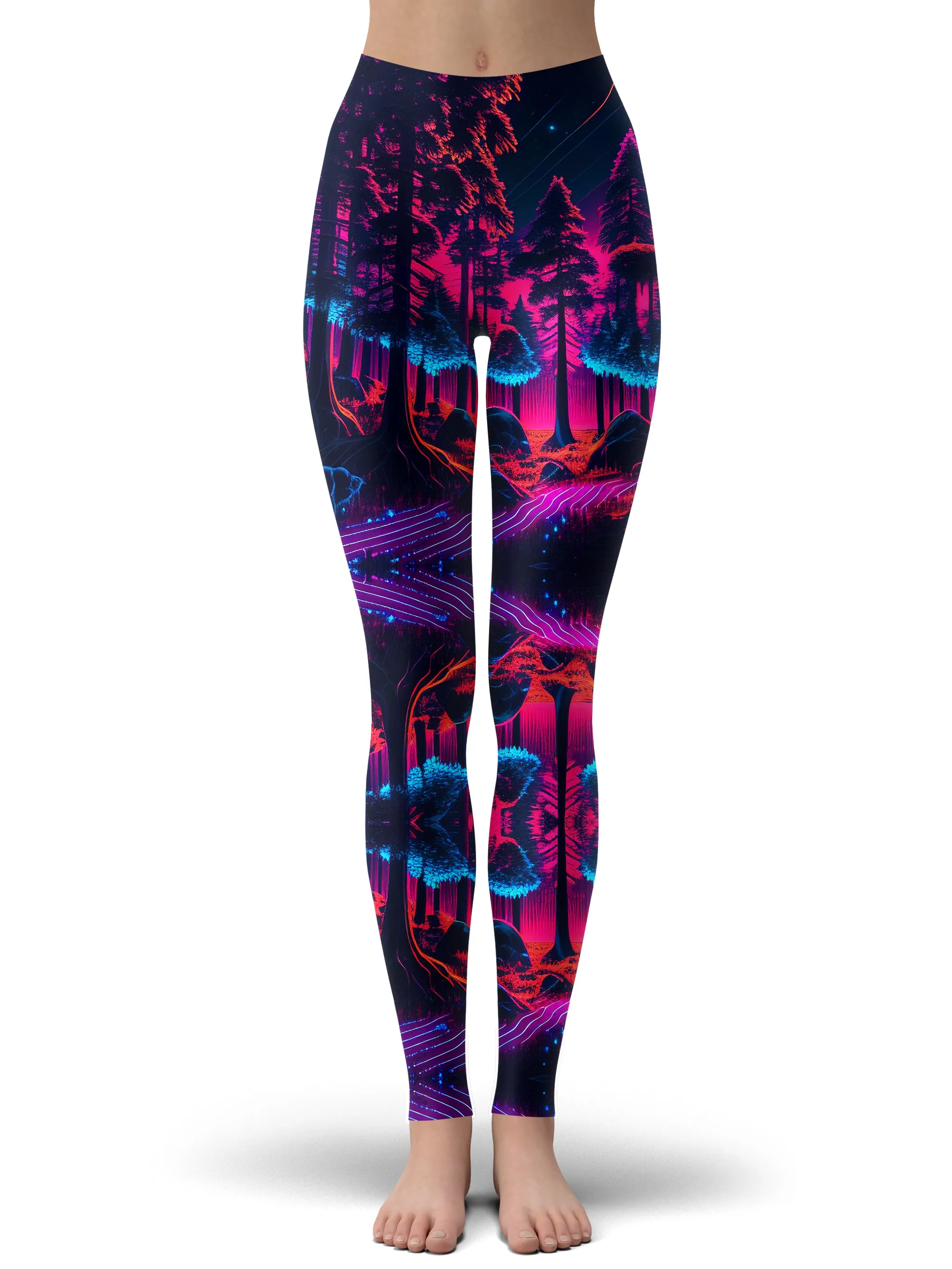 Neon Forest Zip-Up Hoodie and Leggings Combo