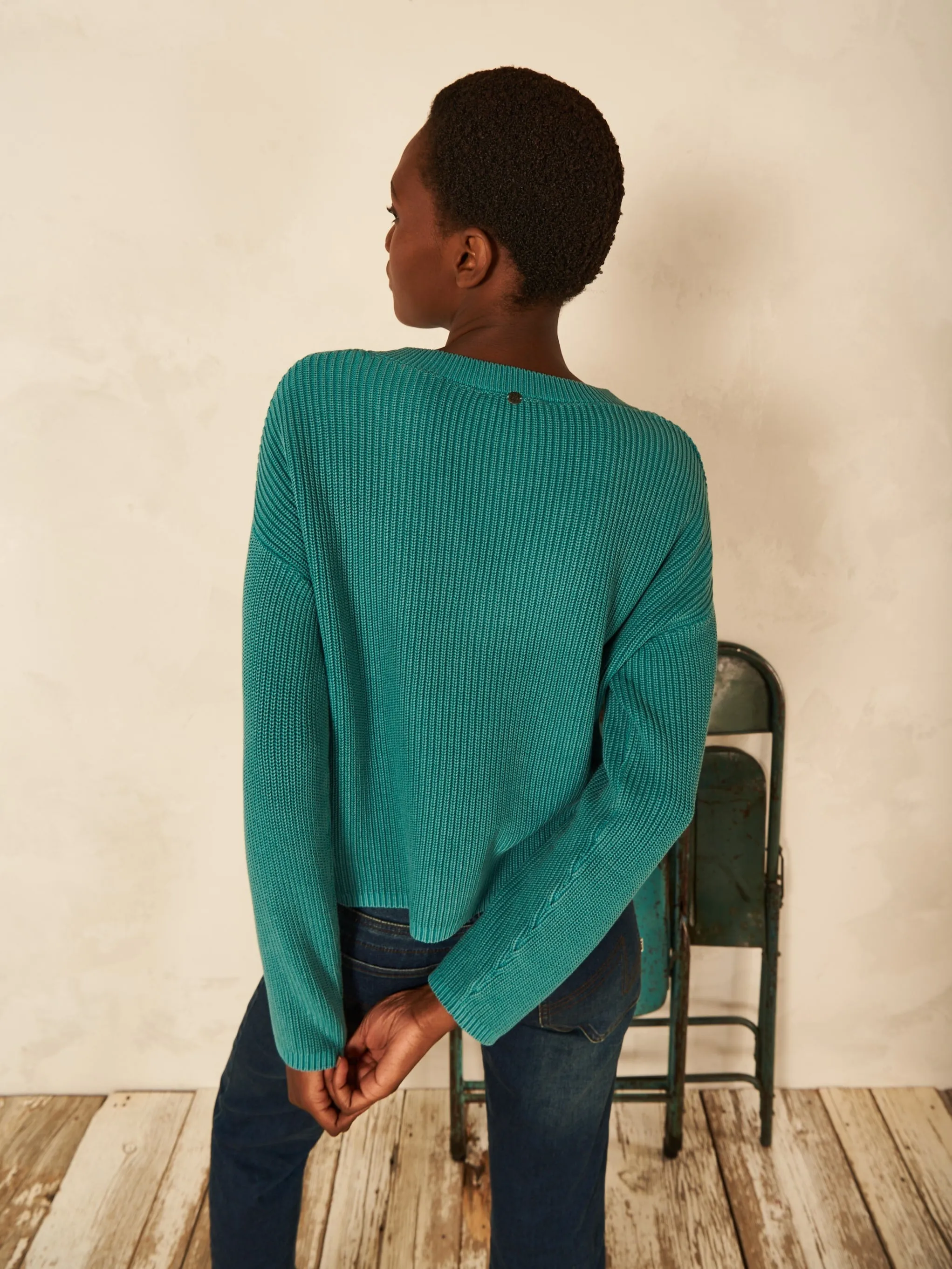 Nile Cotton V-Neck Sweater