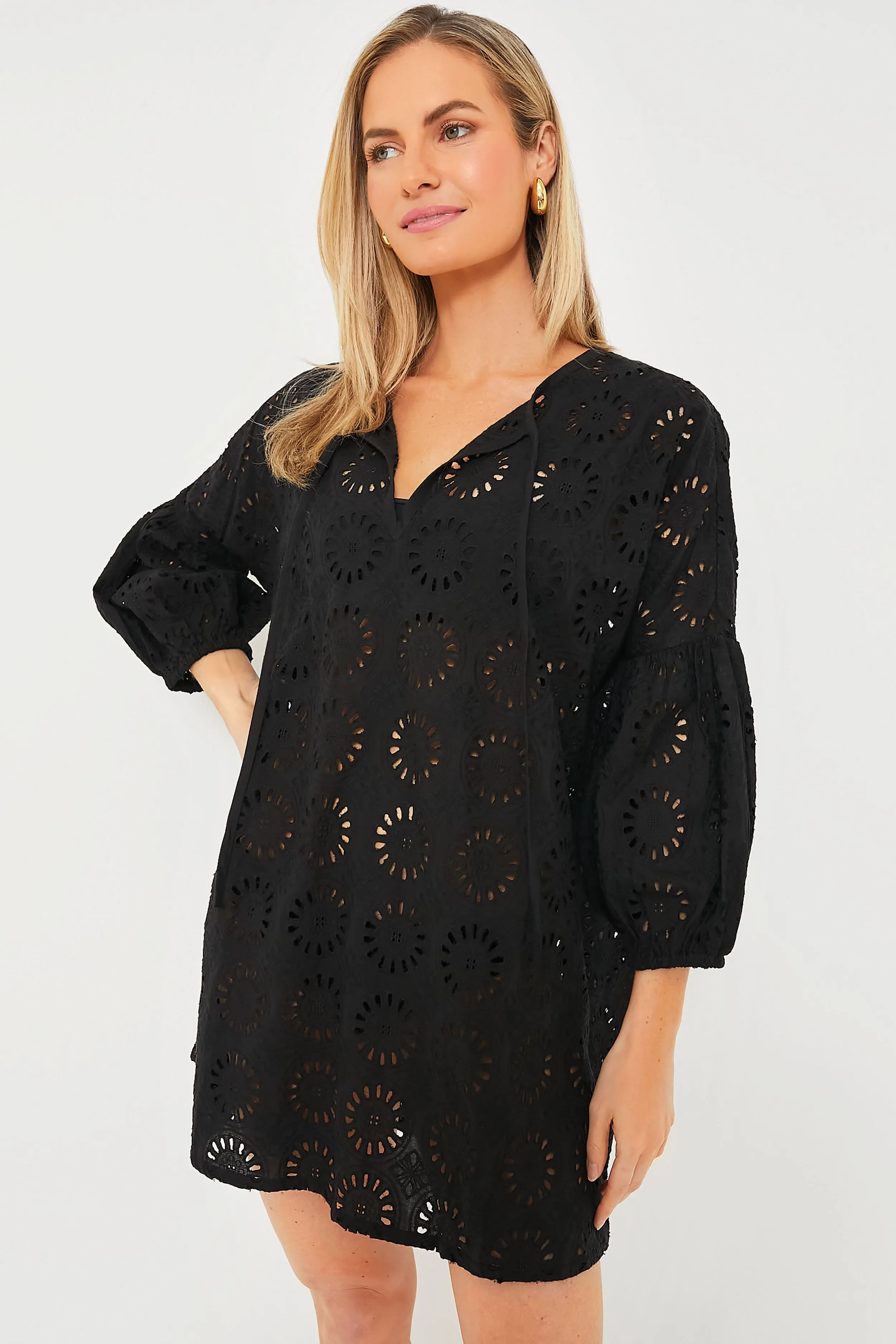 Noir Eyelet Cleo Mini Coverup
