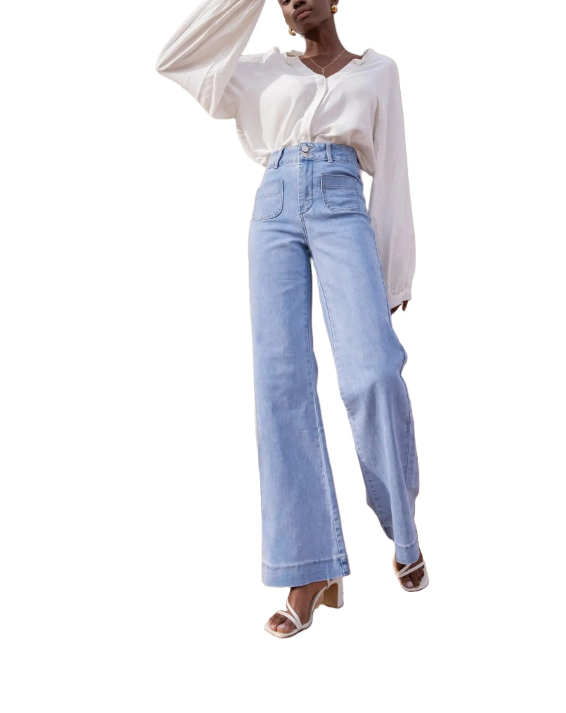 Oraije Paris Elena Flare Jean in Blue Denim