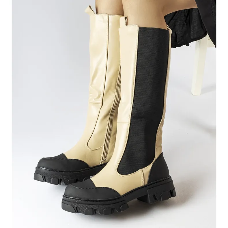 Pasquale beige high boots