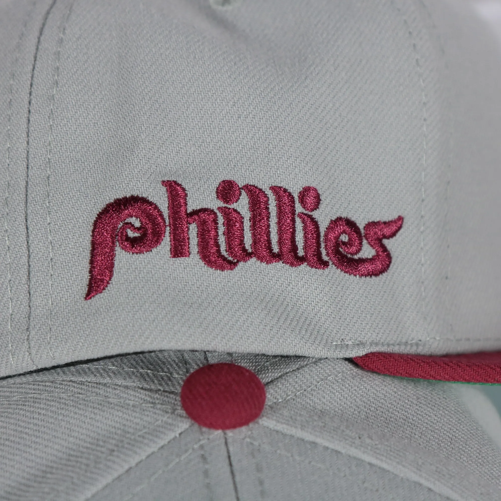 Philadelphia Phillies Cooperstown Phillies script side patch Evergreen Pro Variety Pack | Grey/Maroon Snapback Hat