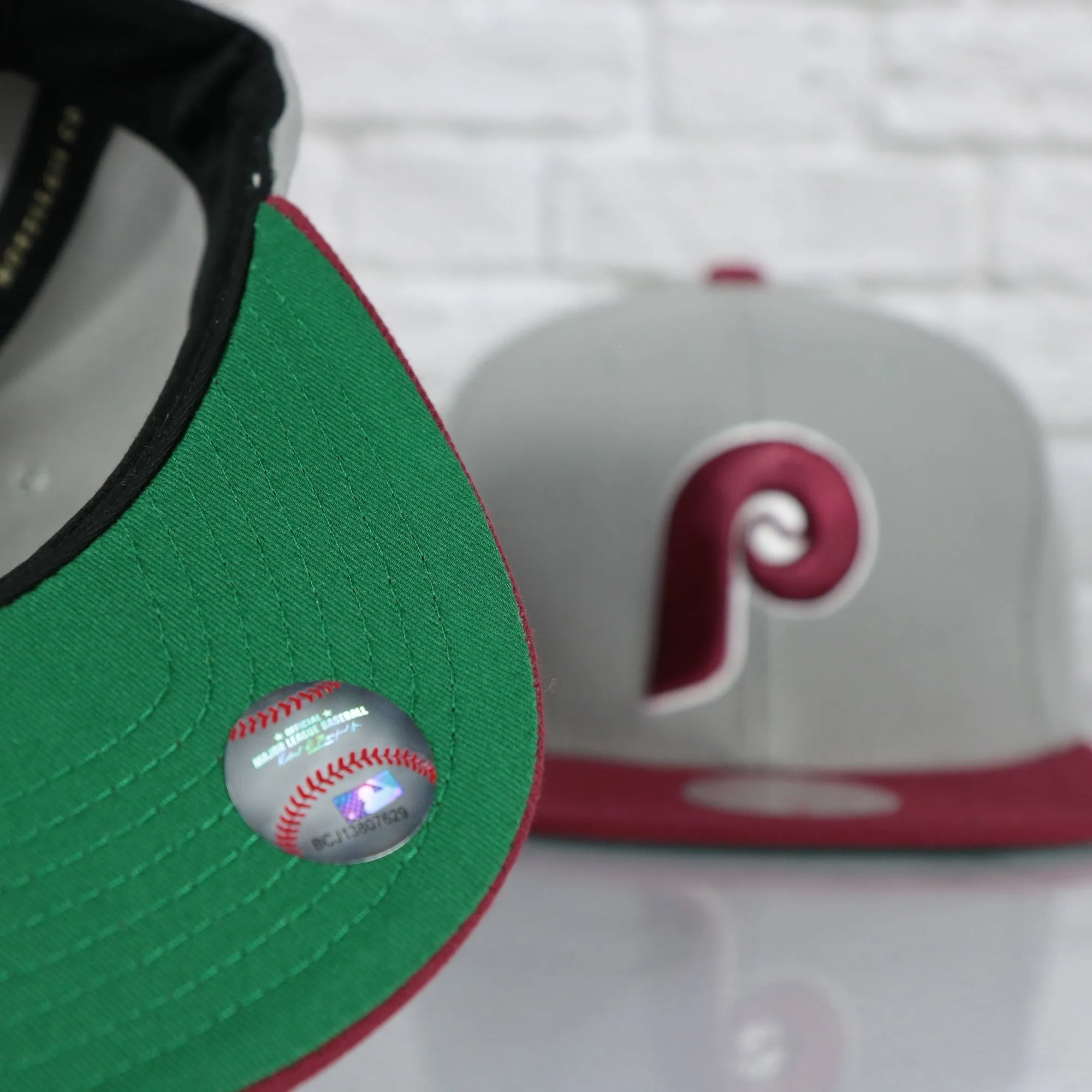 Philadelphia Phillies Cooperstown Phillies script side patch Evergreen Pro Variety Pack | Grey/Maroon Snapback Hat