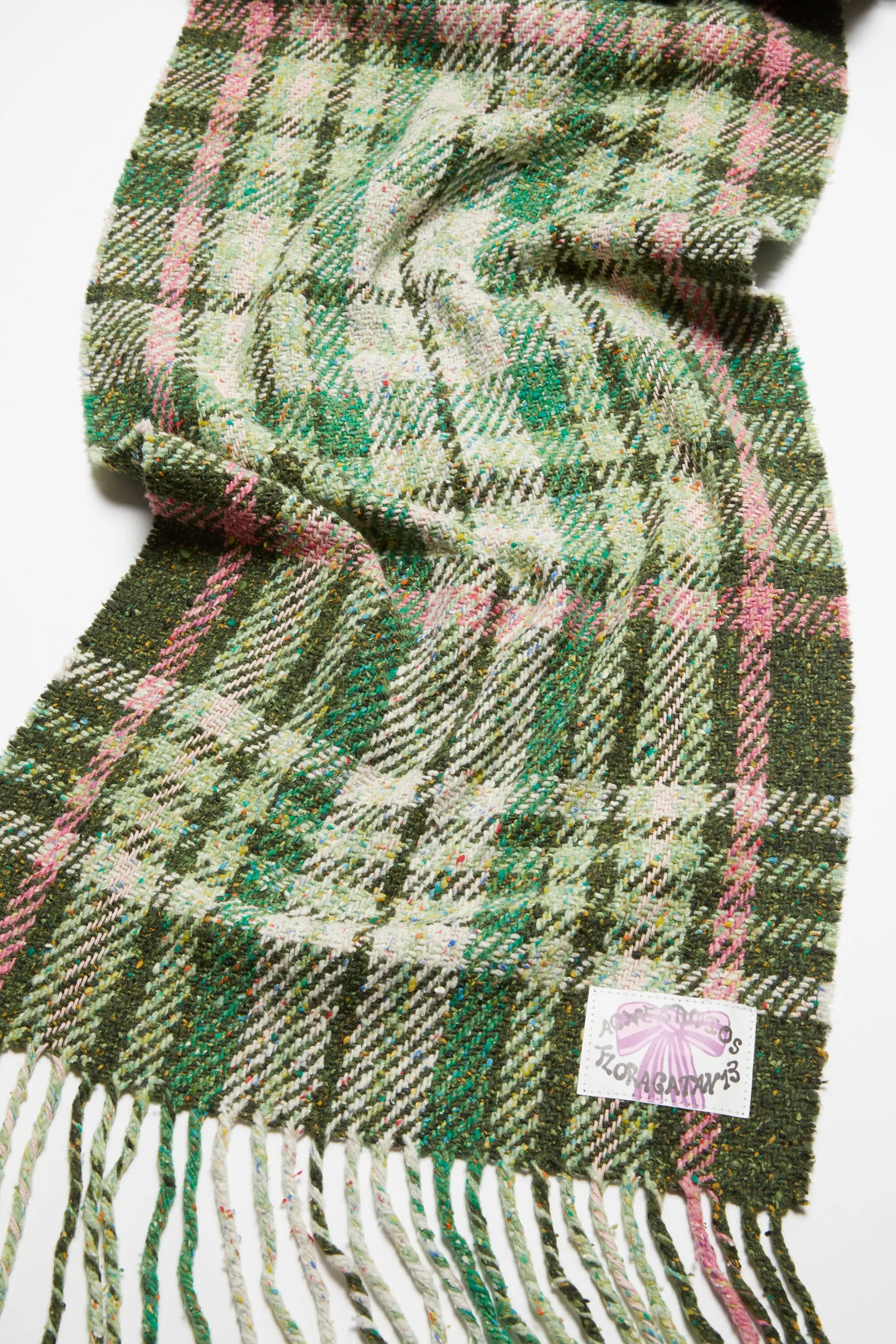 Plaid fringe scarf