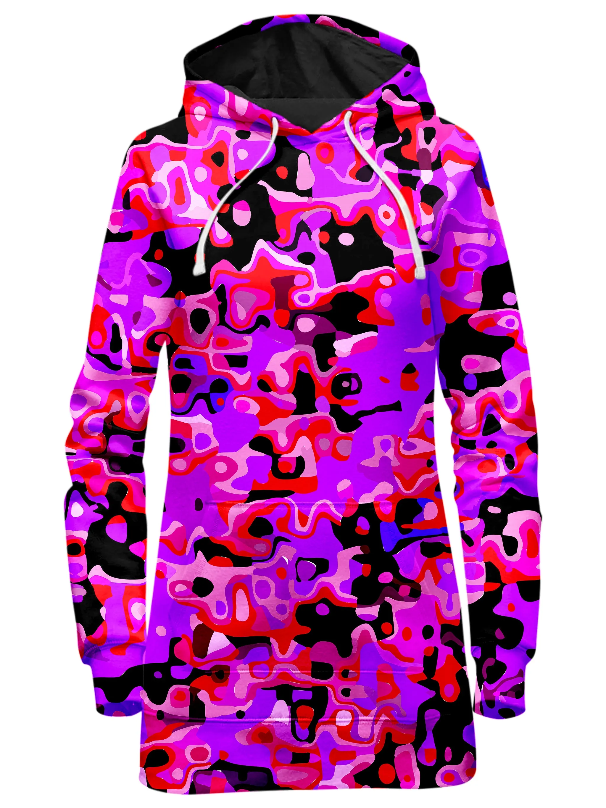 Purple Red and Black Rave Camo Melt Hoodie Dress and Leggings Combo