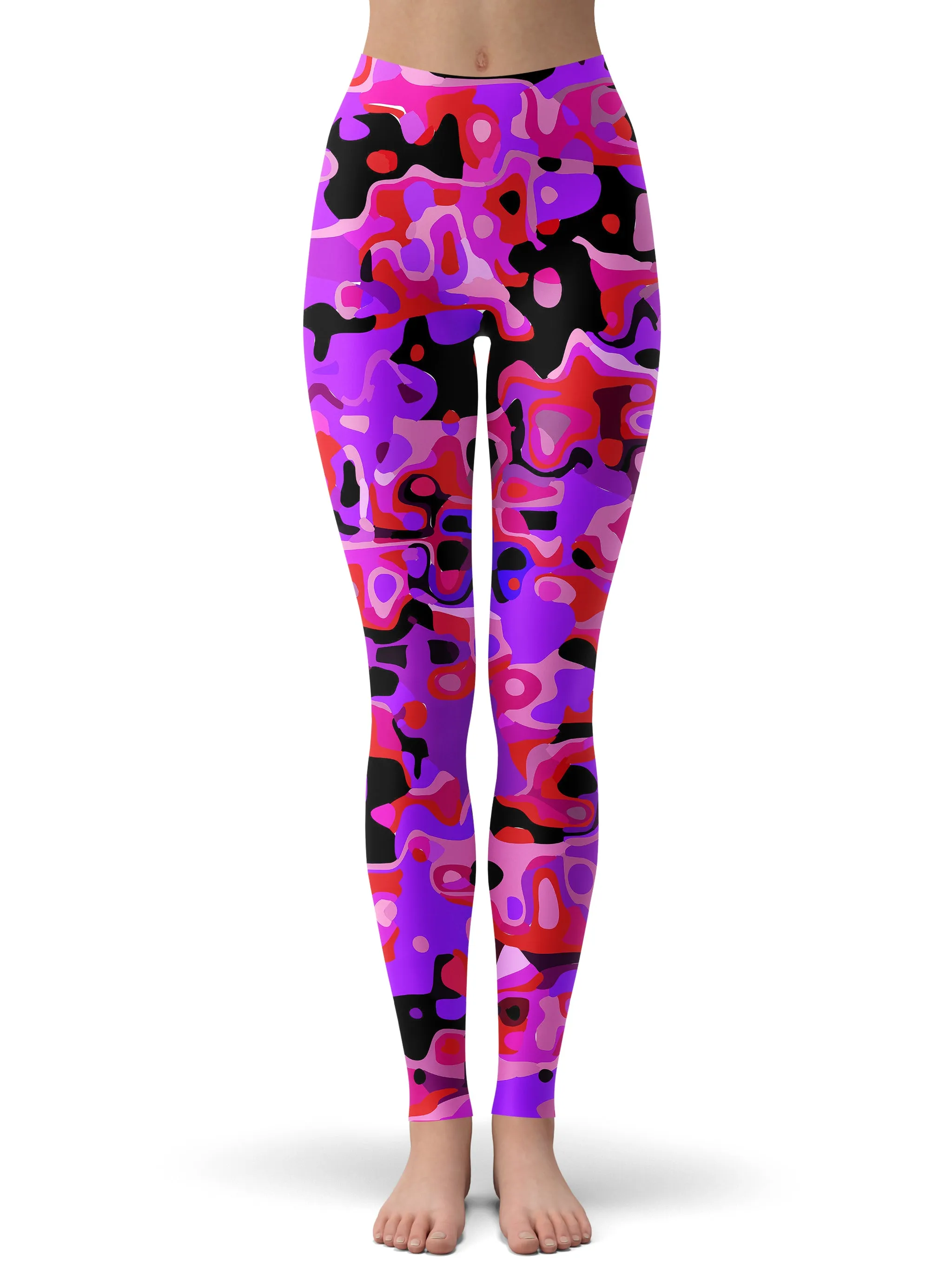 Purple Red and Black Rave Camo Melt Hoodie Dress and Leggings Combo