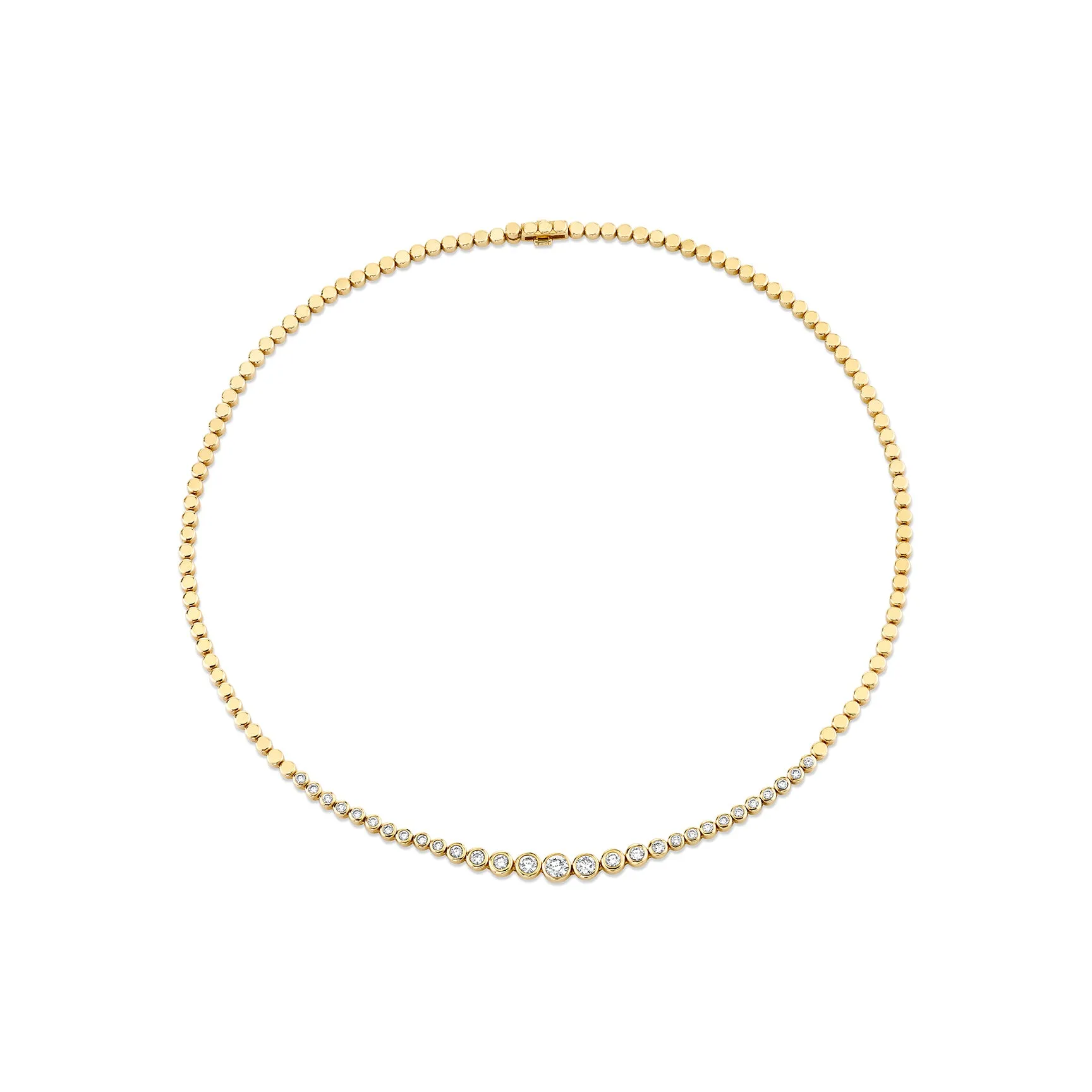 Riviera Necklace - Partial White Diamond / 14k Yellow Gold