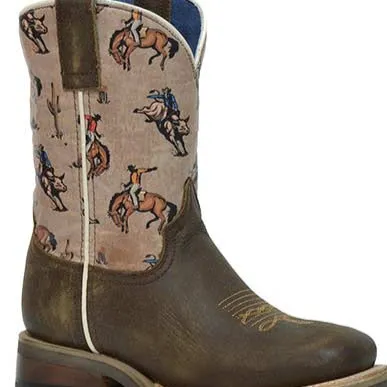 Roper Kids Rough Stock Western Boot- Brown Print