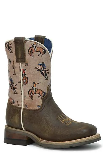 Roper Kids Rough Stock Western Boot- Brown Print