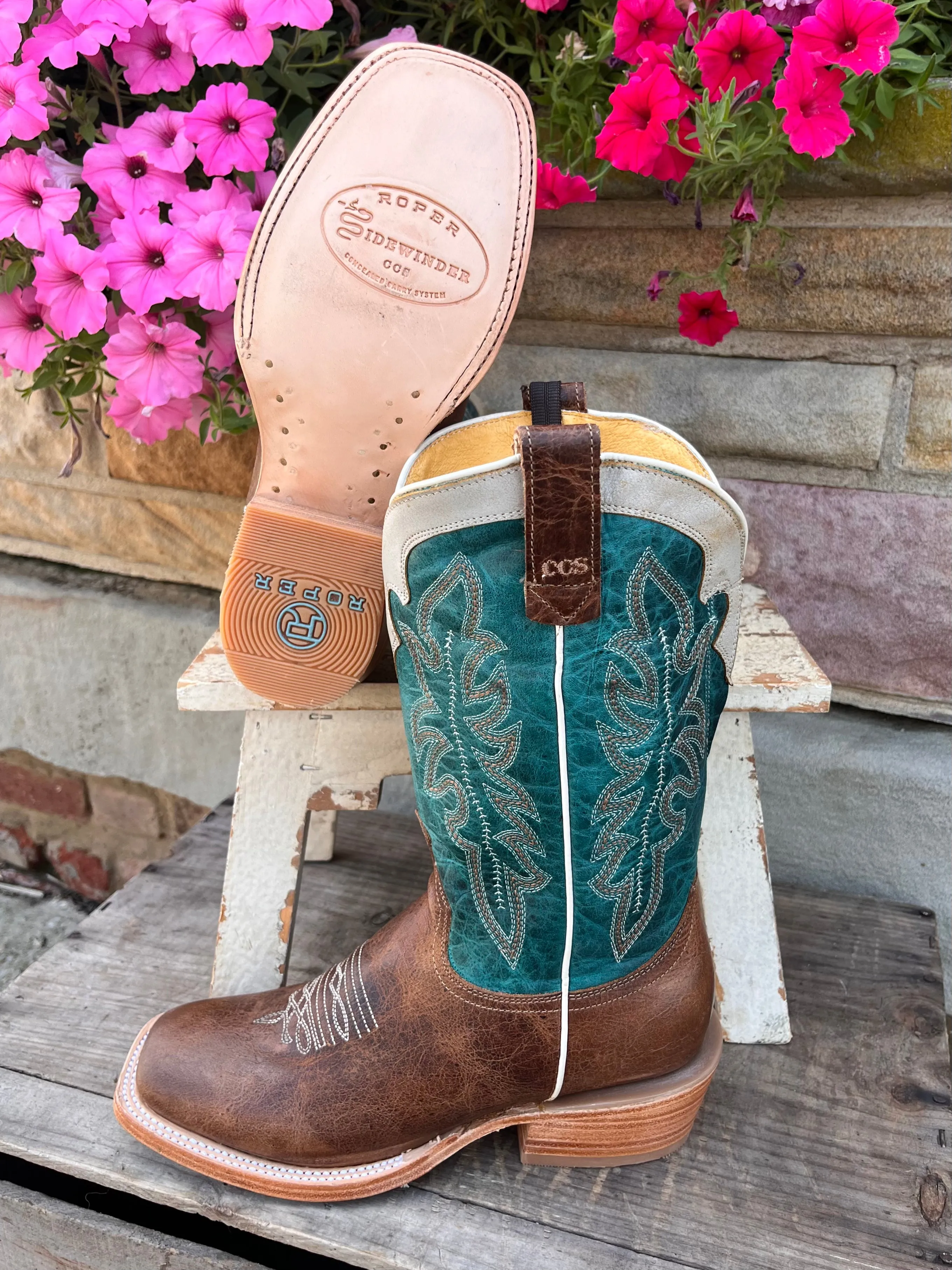 Roper Women's  Ride Em' Cowgirl Turquiose Concealed Carry Cowgirl Boots 8257-8592