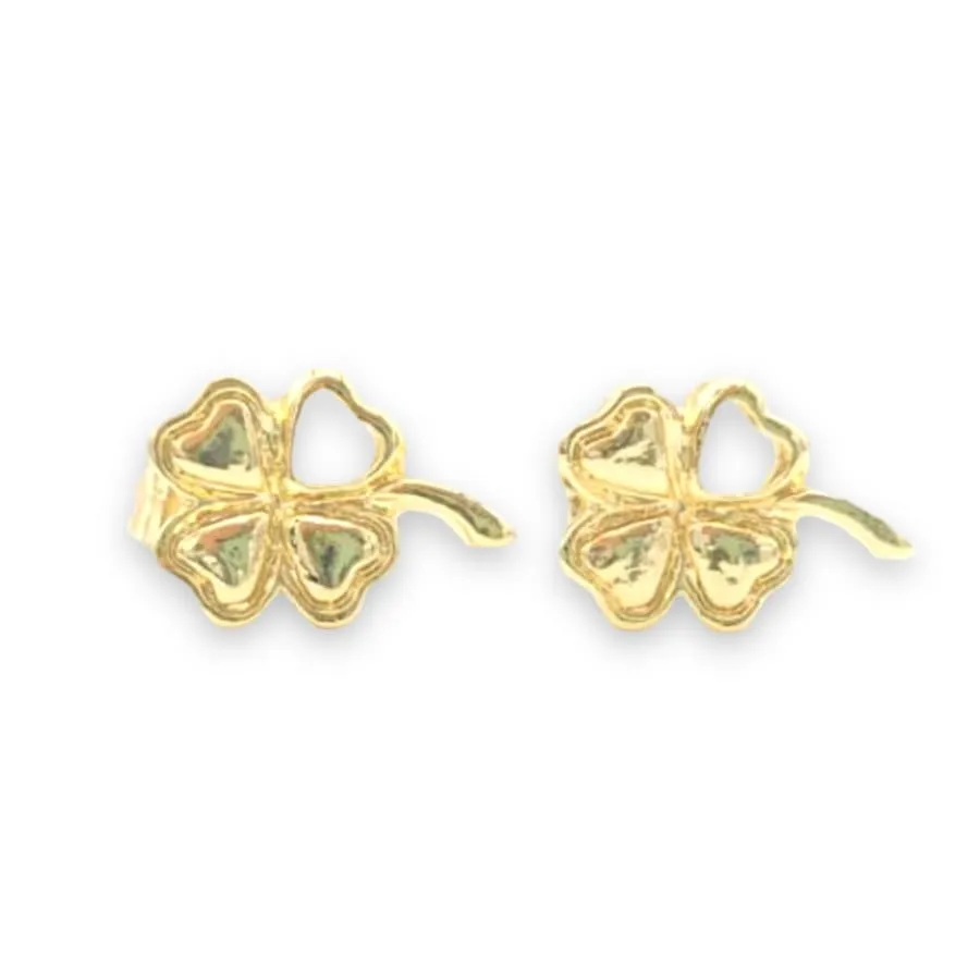 Sage clover heart studs earrings gold-filled earrings