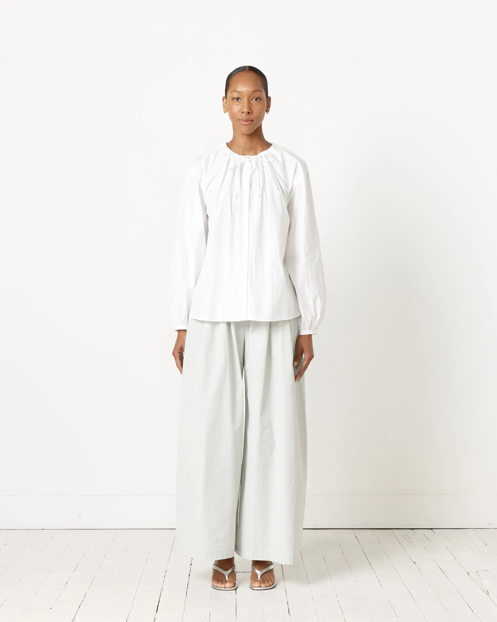 Shirring Banding Pant in Light Grey