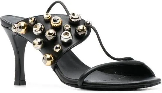 Stella McCartney bead-embellished faux-leather 85mm sandals Black