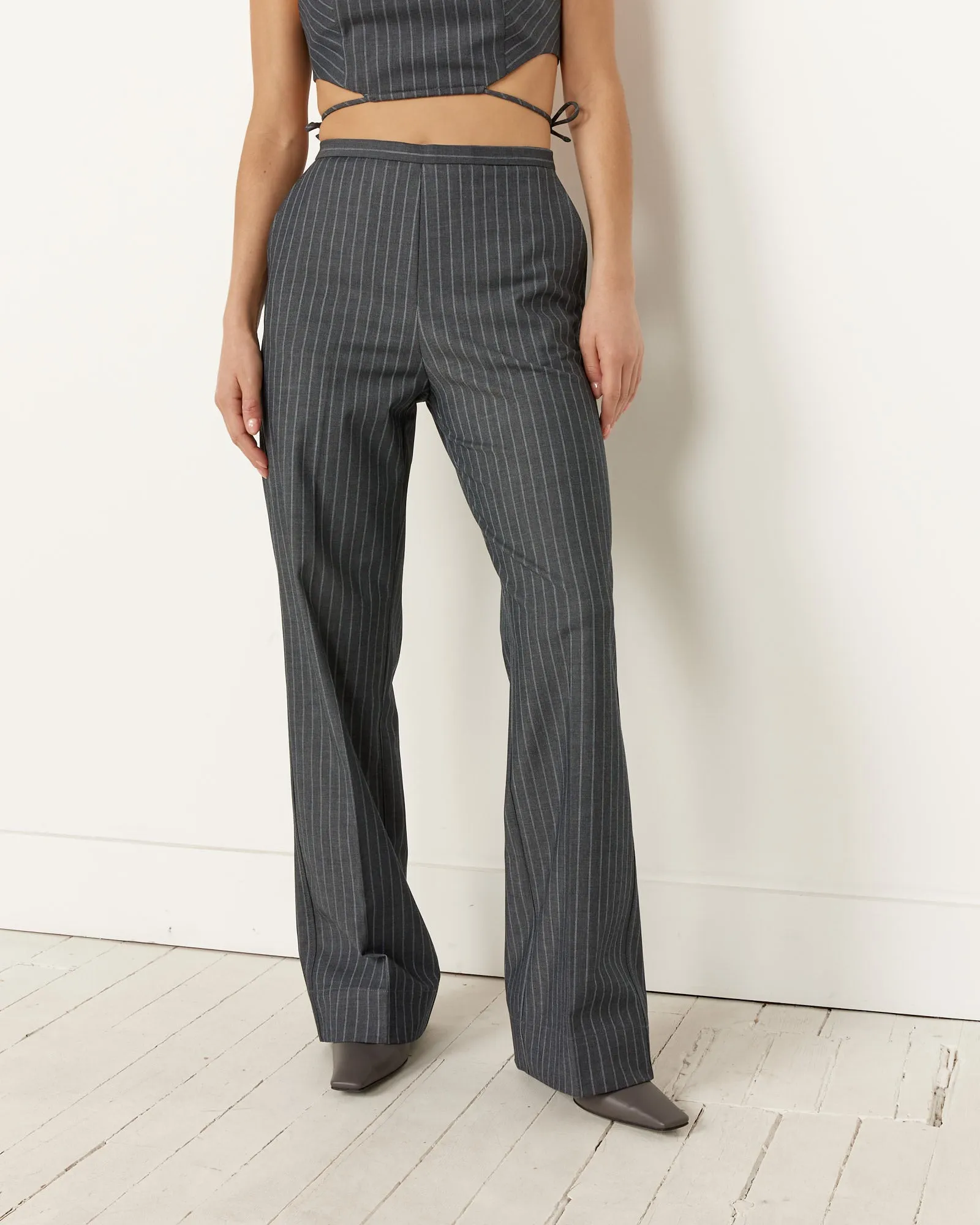 Stretch Stripe Mid Waist Pant