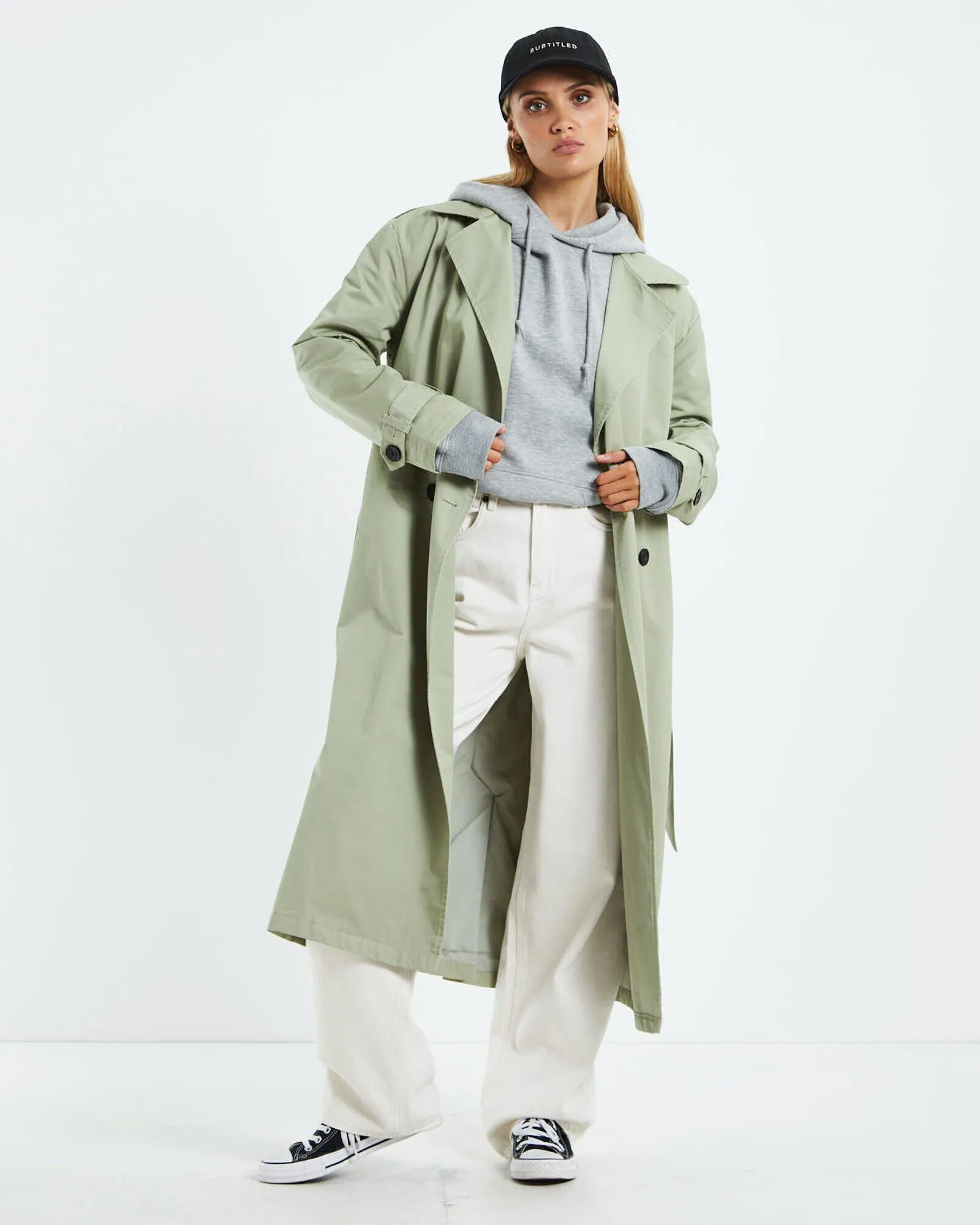 Subtitled Tamika Trench Coat Sage Green