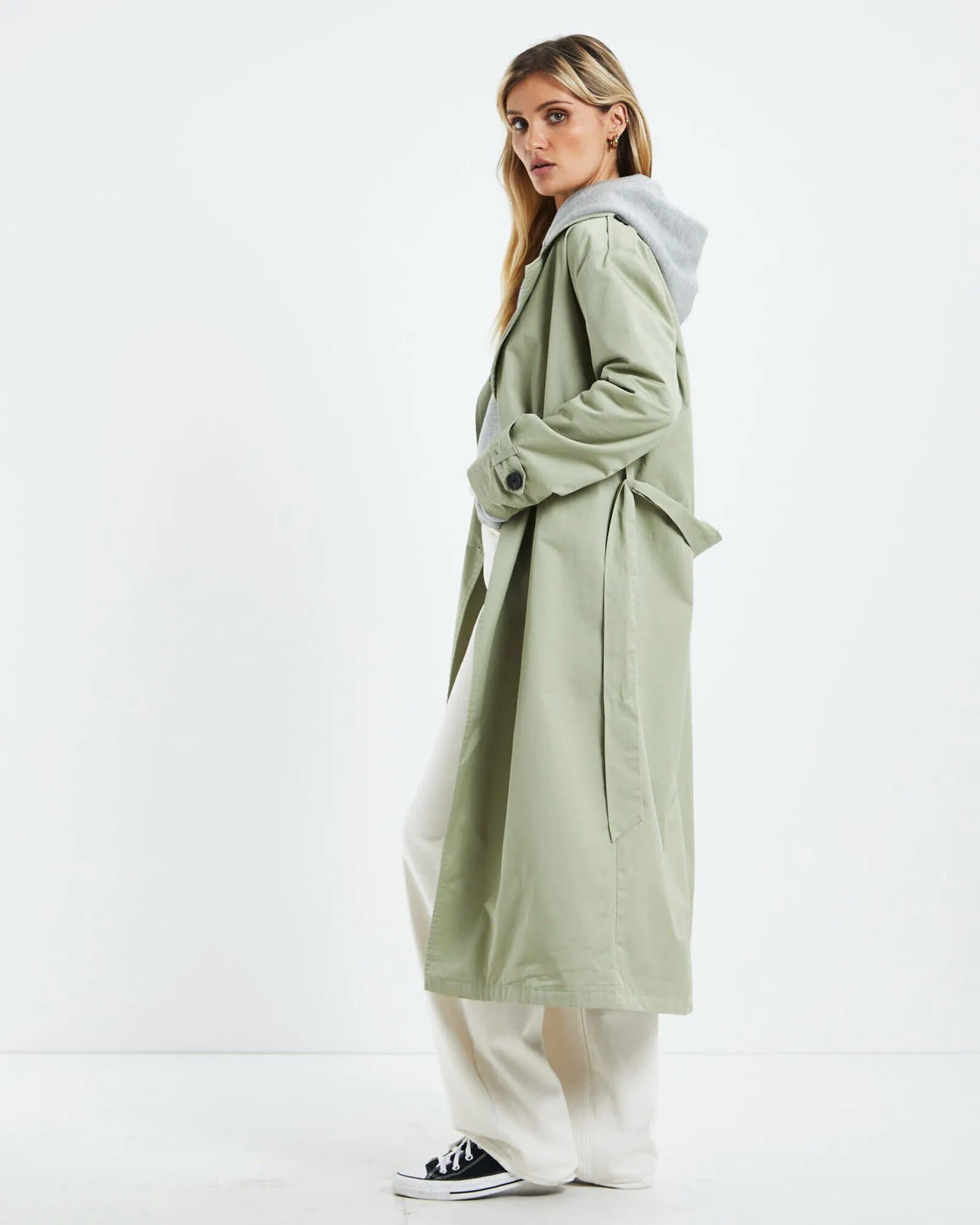 Subtitled Tamika Trench Coat Sage Green