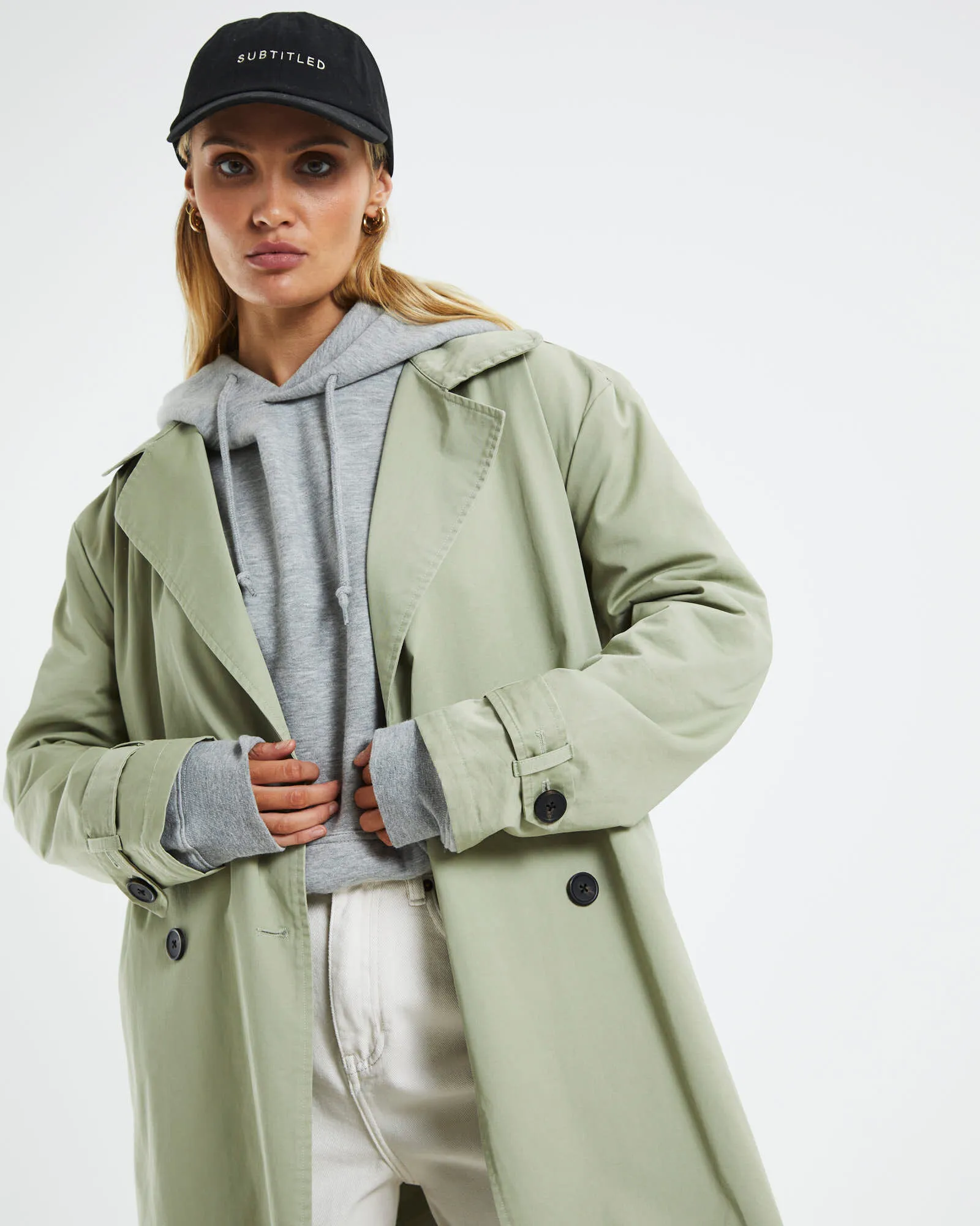 Subtitled Tamika Trench Coat Sage Green