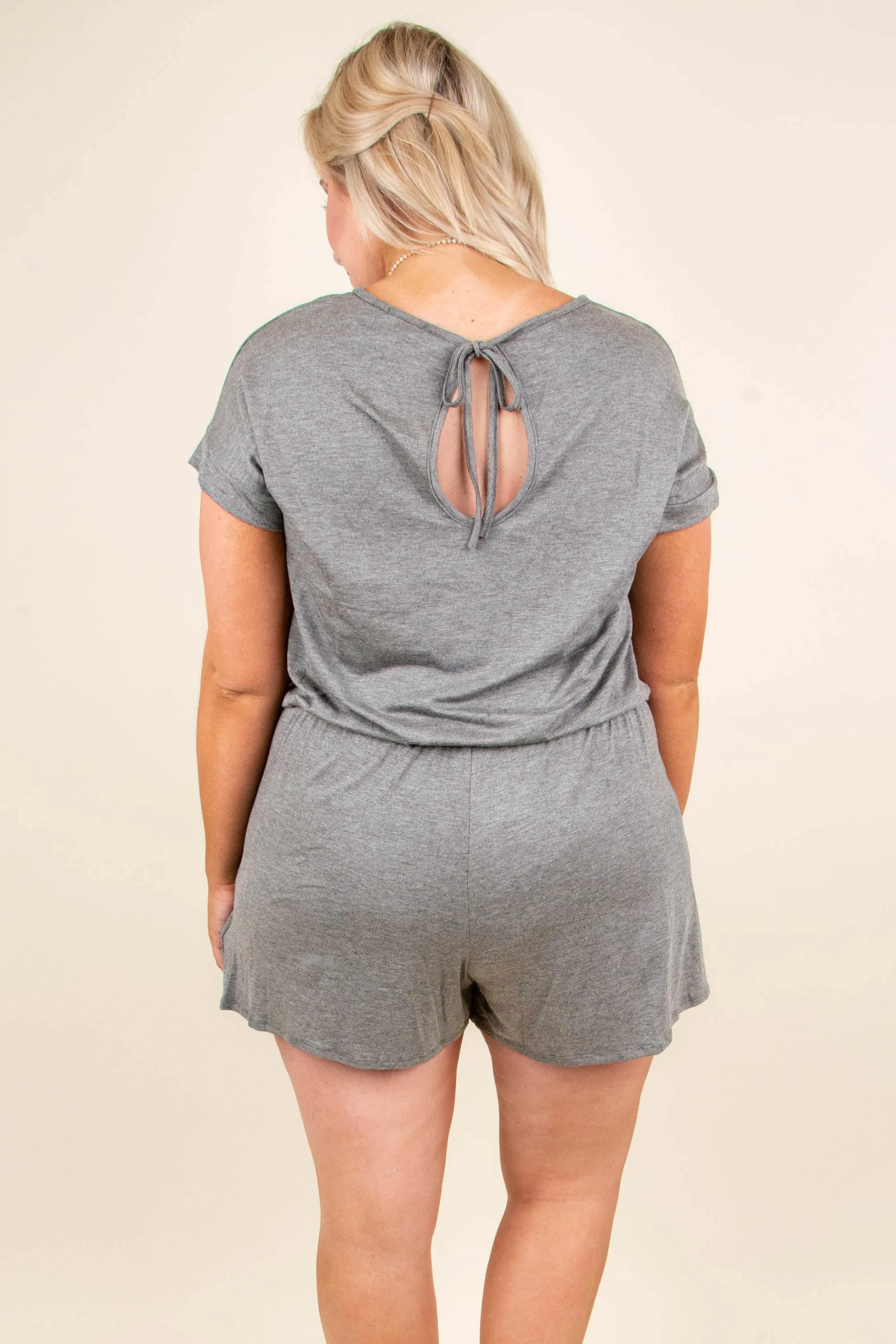 Sweet Saturday Romper, Charcoal