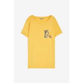 T-shirt con grafica tropical laterale donna Giallo