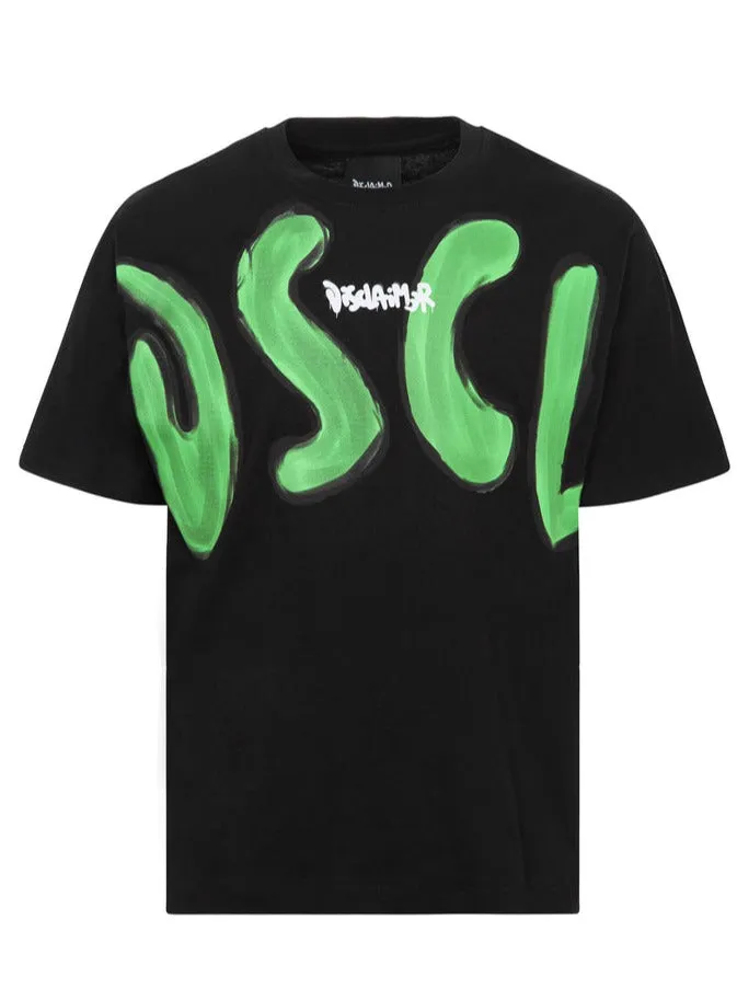 T-shirt DISCLAIMER stampa logo nero/verde