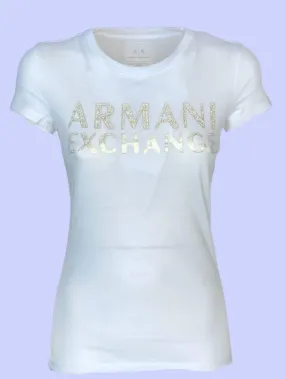 T-SHIRT DONNA BIANCA CON LOGO ORO