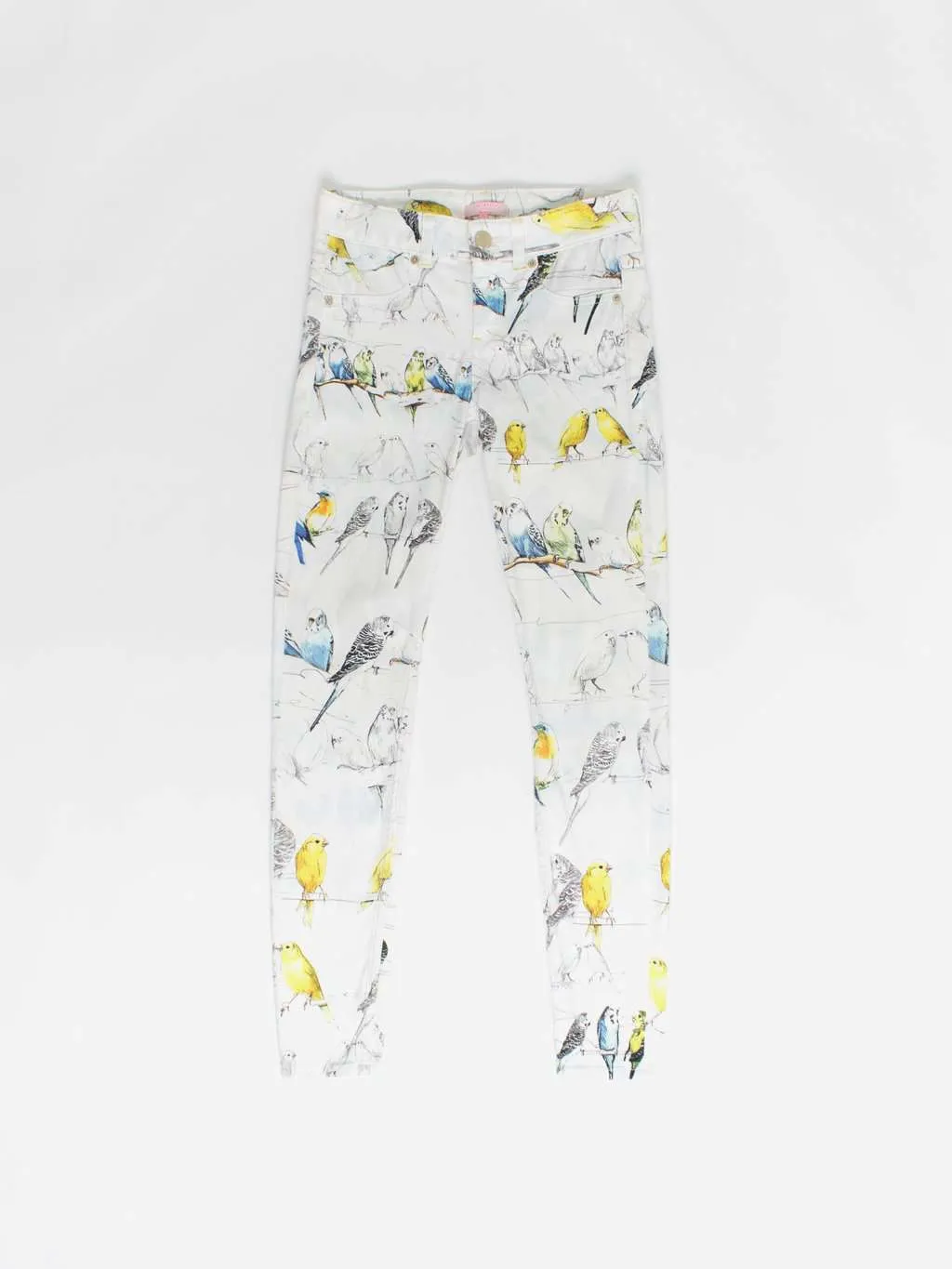 Ted Baker skinny jeans with budgie and canary bird print – Medium