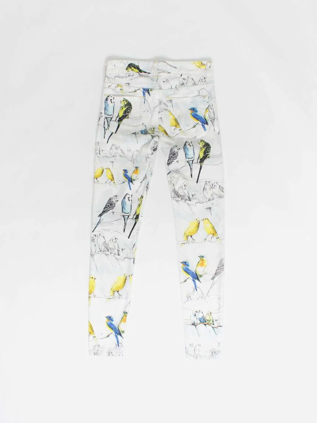 Ted Baker skinny jeans with budgie and canary bird print – Medium