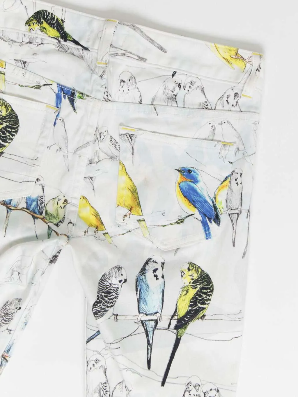 Ted Baker skinny jeans with budgie and canary bird print – Medium