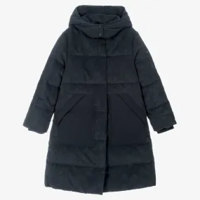 Teen Girls Blue Corduroy Puffer Coat