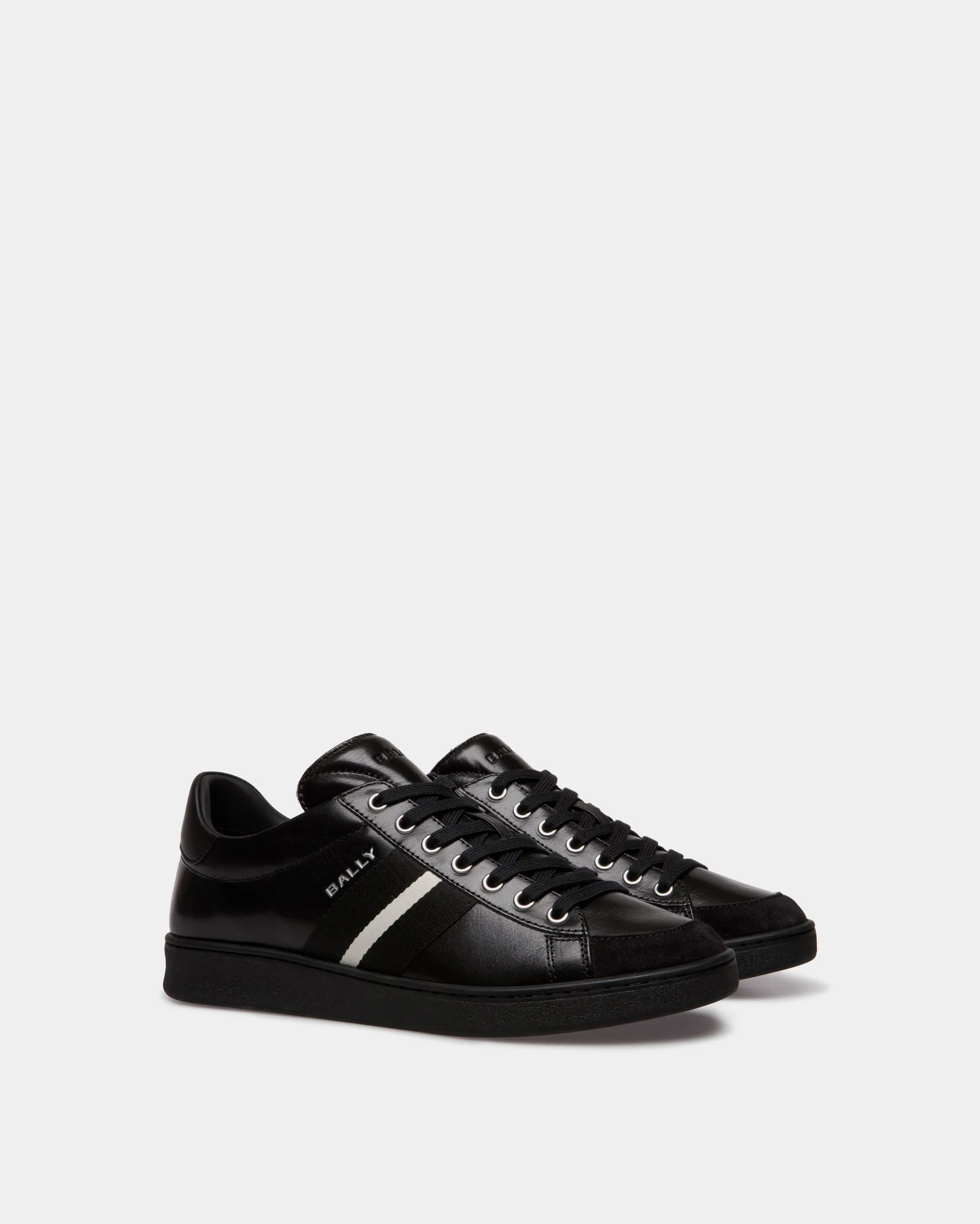 Tennis Sneaker In Black Leather 