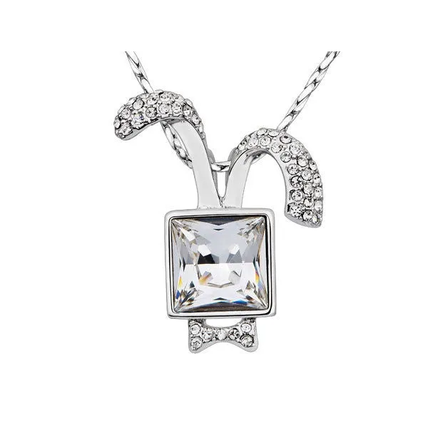 The cute white square rabbit necklace