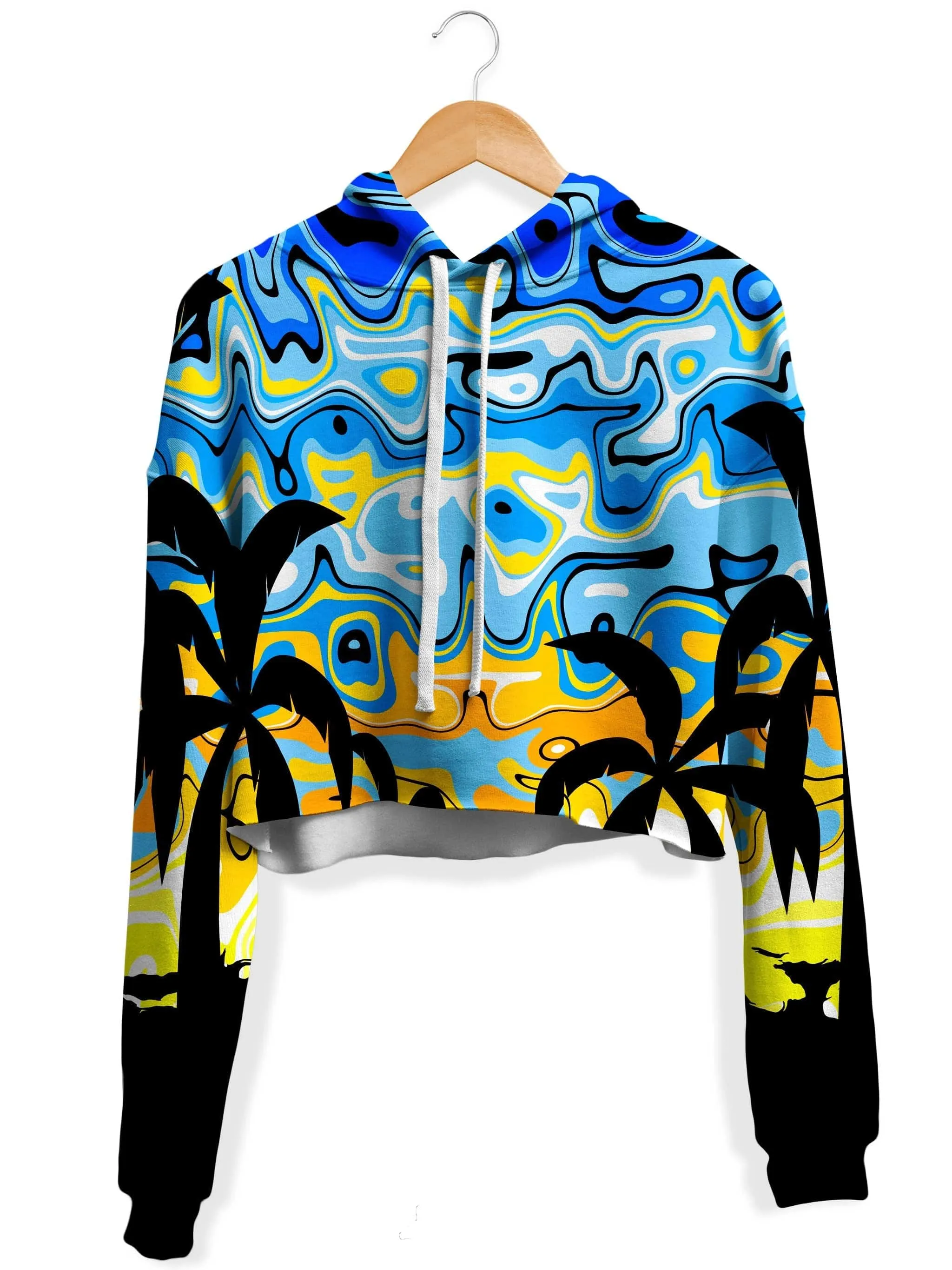 Tropical Night Fleece Crop Hoodie